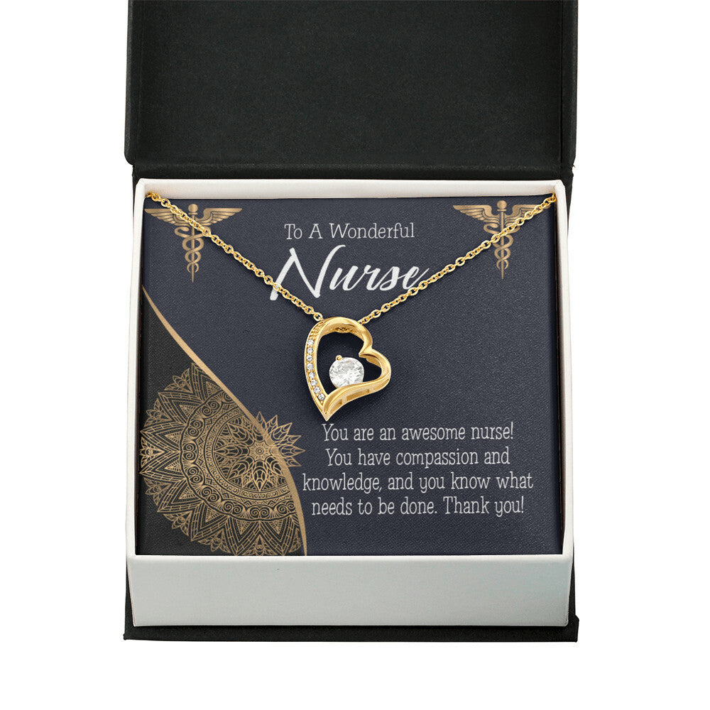 Awesome Nurse Healthcare Medical Worker Nurse Appreciation Gift Forever Necklace w Message Card-Express Your Love Gifts