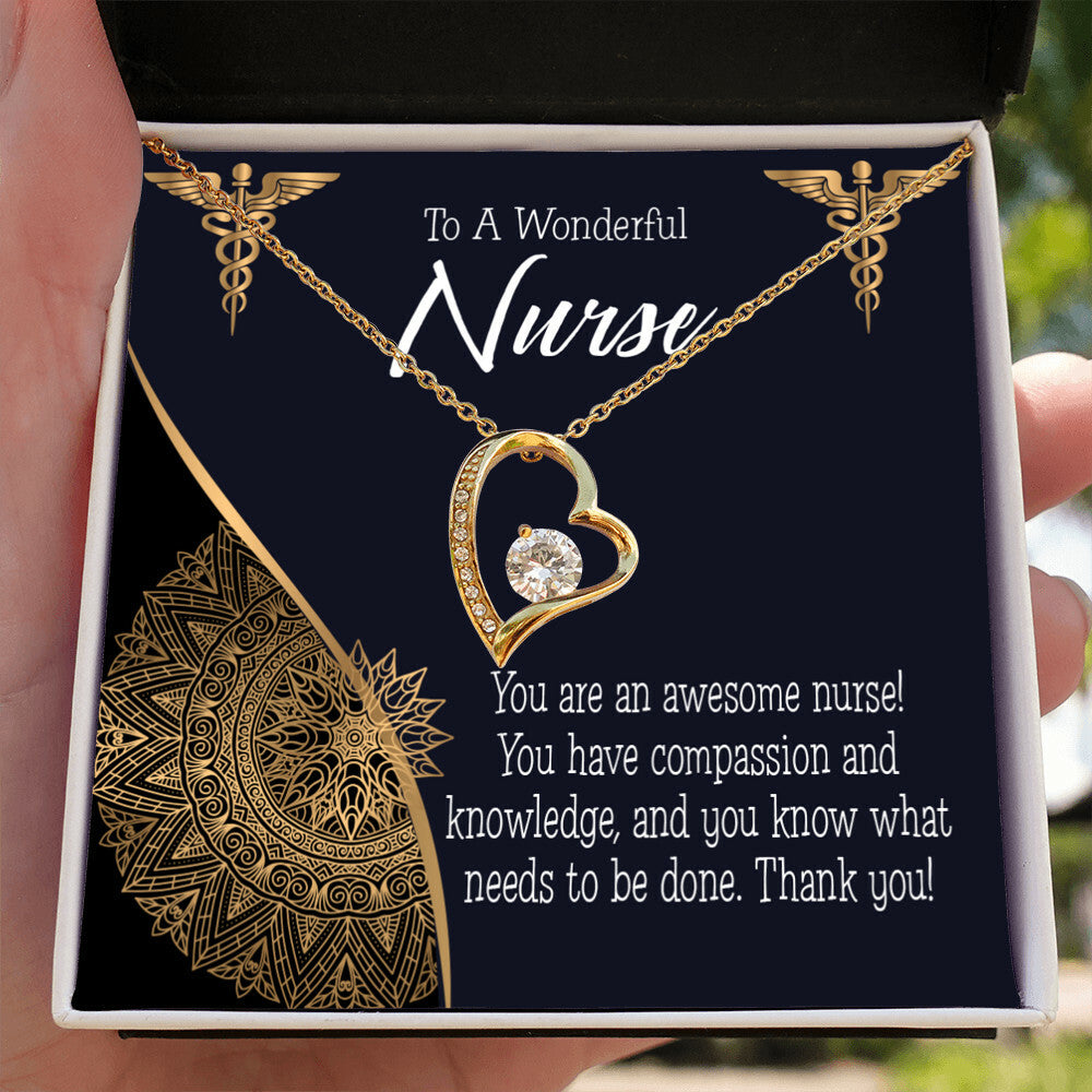Awesome Nurse Healthcare Medical Worker Nurse Appreciation Gift Forever Necklace w Message Card-Express Your Love Gifts