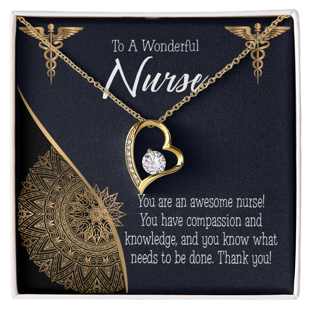 Awesome Nurse Healthcare Medical Worker Nurse Appreciation Gift Forever Necklace w Message Card-Express Your Love Gifts