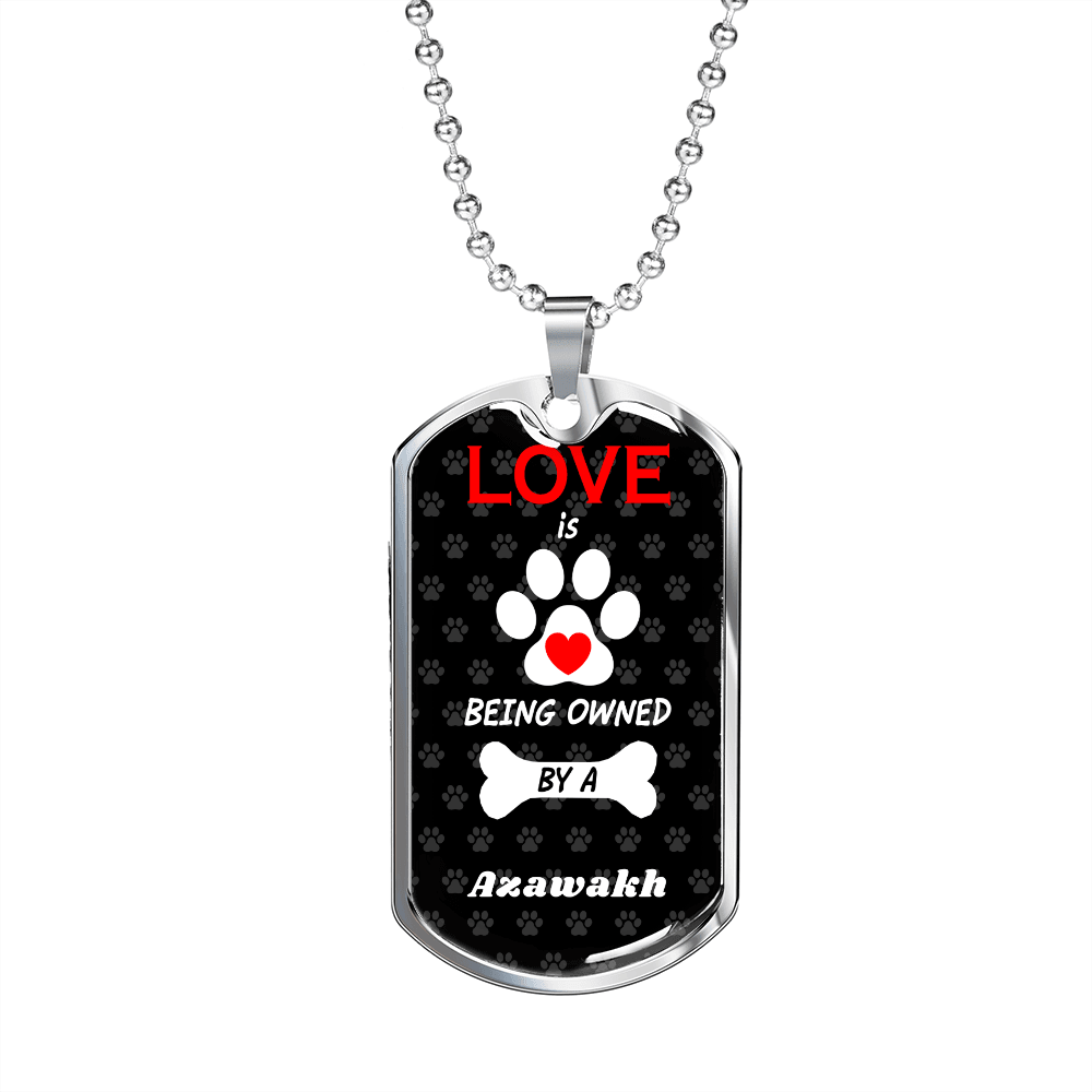 Azawakh Love Is Stainless Steel or 18k Gold Dog Tag 24" Chain-Express Your Love Gifts