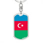 Azerbaijan Flag Keychain Dog Tag Stainless Steel or 18k Gold-Express Your Love Gifts