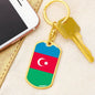 Azerbaijan Flag Keychain Dog Tag Stainless Steel or 18k Gold-Express Your Love Gifts