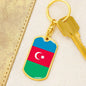 Azerbaijan Flag Keychain Dog Tag Stainless Steel or 18k Gold-Express Your Love Gifts