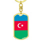 Azerbaijan Flag Keychain Dog Tag Stainless Steel or 18k Gold-Express Your Love Gifts
