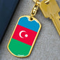 Azerbaijan Flag Keychain Dog Tag Stainless Steel or 18k Gold-Express Your Love Gifts