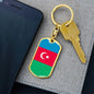Azerbaijan Flag Keychain Dog Tag Stainless Steel or 18k Gold-Express Your Love Gifts