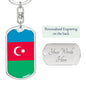 Azerbaijan Flag Keychain Dog Tag Stainless Steel or 18k Gold-Express Your Love Gifts