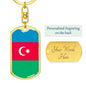 Azerbaijan Flag Keychain Dog Tag Stainless Steel or 18k Gold-Express Your Love Gifts