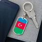 Azerbaijan Flag Keychain Dog Tag Stainless Steel or 18k Gold-Express Your Love Gifts