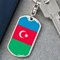 Azerbaijan Flag Keychain Dog Tag Stainless Steel or 18k Gold-Express Your Love Gifts