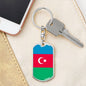 Azerbaijan Flag Keychain Dog Tag Stainless Steel or 18k Gold-Express Your Love Gifts
