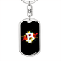 B Bitcoin Crypto Keychain Stainless Steel or 18k Gold Dog Tag Keyring-Express Your Love Gifts