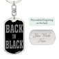 Back In Black Keychain Dog Tag Stainless Steel or 18k Gold-Express Your Love Gifts