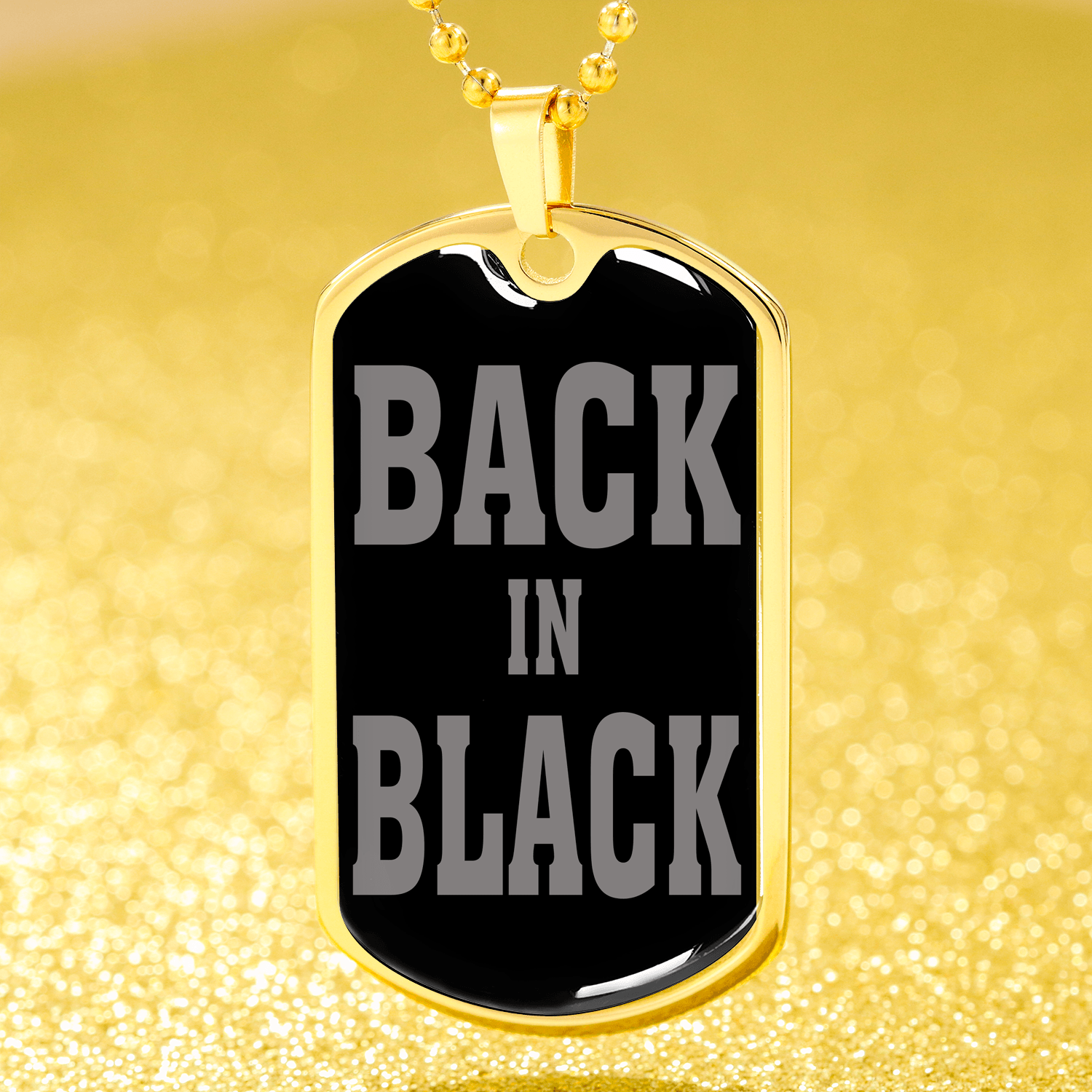 Back In Black Necklace Stainless Steel or 18k Gold Dog Tag 24" Chain-Express Your Love Gifts