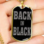 Back In Black Necklace Stainless Steel or 18k Gold Dog Tag 24" Chain-Express Your Love Gifts