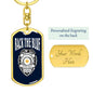 Back The Blue Dog Tag Pendant Keychain Stainless Steel or 18k Gold-Express Your Love Gifts