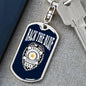 Back The Blue Dog Tag Pendant Keychain Stainless Steel or 18k Gold-Express Your Love Gifts