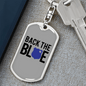 Back The Blue Keychain Stainless Steel or 18k Gold Dog Tag Keyring-Express Your Love Gifts