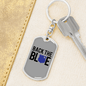 Back The Blue Keychain Stainless Steel or 18k Gold Dog Tag Keyring-Express Your Love Gifts