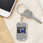 Back The Blue Keychain Stainless Steel or 18k Gold Dog Tag Keyring-Express Your Love Gifts