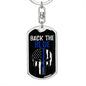Back The Blue Skull Dog Tag Pendant Keychain Stainless Steel or 18k Gold-Express Your Love Gifts