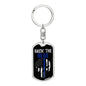 Back The Blue Skull Dog Tag Pendant Keychain Stainless Steel or 18k Gold-Express Your Love Gifts