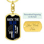 Back The Blue Skull Dog Tag Pendant Keychain Stainless Steel or 18k Gold-Express Your Love Gifts