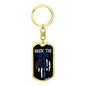 Back The Blue Skull Dog Tag Pendant Keychain Stainless Steel or 18k Gold-Express Your Love Gifts