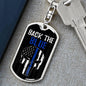 Back The Blue Skull Dog Tag Pendant Keychain Stainless Steel or 18k Gold-Express Your Love Gifts