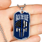 Back The Blue Skull Necklace Stainless Steel or 18k Gold Dog Tag 24" Chain-Express Your Love Gifts