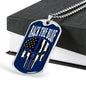 Back The Blue Skull Necklace Stainless Steel or 18k Gold Dog Tag 24" Chain-Express Your Love Gifts