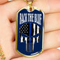 Back The Blue Skull Necklace Stainless Steel or 18k Gold Dog Tag 24" Chain-Express Your Love Gifts