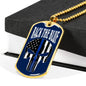 Back The Blue Skull Necklace Stainless Steel or 18k Gold Dog Tag 24" Chain-Express Your Love Gifts