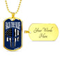 Back The Blue Skull Necklace Stainless Steel or 18k Gold Dog Tag 24" Chain-Express Your Love Gifts