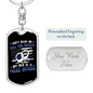 Backup Police Dad Keychain Stainless Steel or 18k Gold Dog Tag Keyring-Express Your Love Gifts