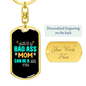 Bad Ass Mom Keychain Stainless Steel or 18k Gold Dog Tag Keyring-Express Your Love Gifts