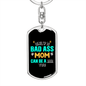 Bad Ass Mom Keychain Stainless Steel or 18k Gold Dog Tag Keyring-Express Your Love Gifts