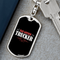 Bad Mother Trucker Mom Keychain Stainless Steel or 18k Gold Dog Tag Keyring-Express Your Love Gifts
