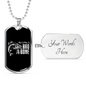 Bad To The Bone Dog Tag Stainless Steel or 18k Gold 24" Chain-Express Your Love Gifts