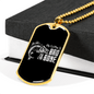 Bad To The Bone Dog Tag Stainless Steel or 18k Gold 24" Chain-Express Your Love Gifts