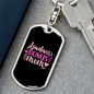 Badass Bonus Mom Pink Keychain Stainless Steel or 18k Gold Dog Tag Keyring-Express Your Love Gifts