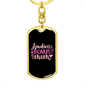 Badass Bonus Mom Pink Keychain Stainless Steel or 18k Gold Dog Tag Keyring-Express Your Love Gifts