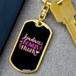 Badass Bonus Mom Pink Keychain Stainless Steel or 18k Gold Dog Tag Keyring-Express Your Love Gifts