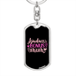 Badass Bonus Mom Pink Keychain Stainless Steel or 18k Gold Dog Tag Keyring-Express Your Love Gifts