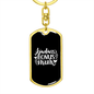Badass Bonus Mom White Keychain Stainless Steel or 18k Gold Dog Tag Keyring-Express Your Love Gifts