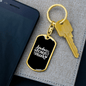 Badass Bonus Mom White Keychain Stainless Steel or 18k Gold Dog Tag Keyring-Express Your Love Gifts