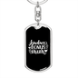 Badass Bonus Mom White Keychain Stainless Steel or 18k Gold Dog Tag Keyring-Express Your Love Gifts