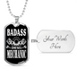 Badass Diesel Mechanic Dog Tag Stainless Steel or 18k Gold 24" Chain-Express Your Love Gifts