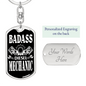 Badass Diesel Mechanic Swivel Keychain Dog Tag Stainless Steel or 18k Gold-Express Your Love Gifts