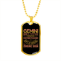 Badass Gemini Zodiac Necklace Stainless Steel or 18k Gold Dog Tag 24" Chain-Express Your Love Gifts